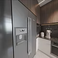 Modern Kitchen Interior Design With Dark Cabinets Light Counter Appliances And Window 3d model
