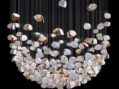 Modern Chandelier With Irregular Gold And White Pendants For Contemporary Decor 3d model