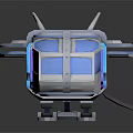 Futuristic Blue And White Spacecraft With Transparent Windows And Sleek Aerodynamic Wings