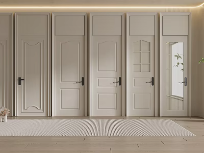 Modern Hinged Doors With White Paneled And Glass Insert Design Styles For Interior 3d model