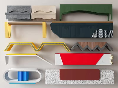 Modern Stylish Wall Cabinets With Various Creative Designs And Functional Storage Features 3d model