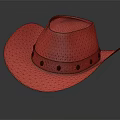 Brown Leather Cowboy Hat With Black Band And Metal Rivets Design