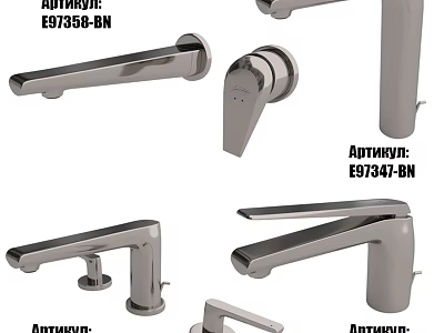 Different Styles Of Modern Water Faucets With Brushed Nickel Finish And Various Models 3d model