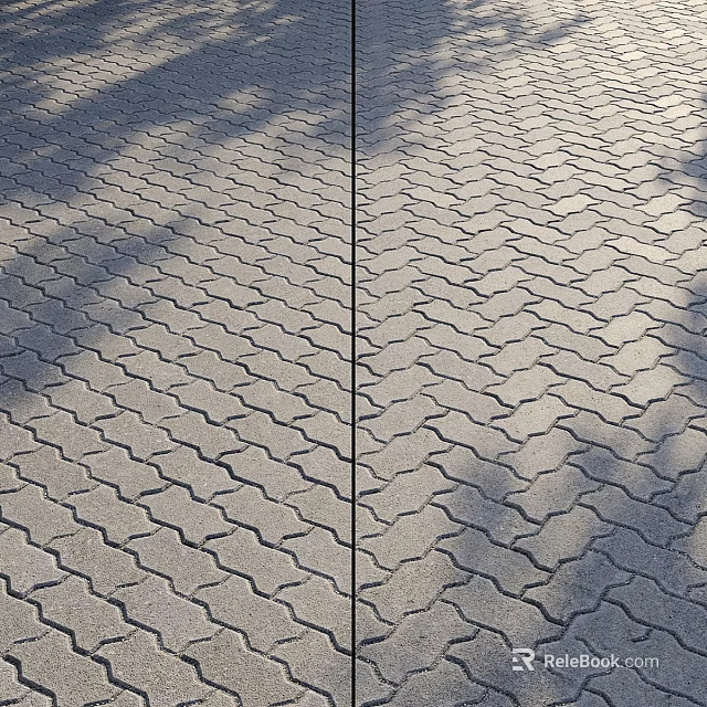 Outdoor Gray Herringbone Pattern Pavement With Sunlight And Shadow Effects 3d model