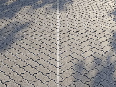 Outdoor Gray Herringbone Pattern Pavement With Sunlight And Shadow Effects 3d model