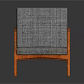 Modern Accent Chair With Gray Fabric Seat Back And Orange Wooden Frame