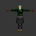 Human Character In Black Coat And Hat Standing With Arms Outstretched
