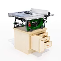Industrial Equipment Table Saw With Wooden Cabinet And Tool Storage Drawers