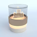 Elegant Decorative Ornament Set with Transparent Glass Container City Skyline Silhouette and Illuminated Base