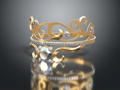 Luxurious Golden Crown Jewelry With Intricate Curved Design Sparkling Gemstones And Shiny Diamond Accents 3d model