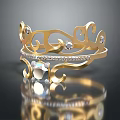 Luxurious Golden Crown Jewelry With Intricate Curved Design Sparkling Gemstones And Shiny Diamond Accents