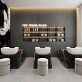 Elegant Luxury Beauty Salon Interior Design with Reception Desk Transparent Partition Seats And Sculpture