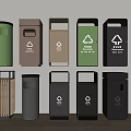 Various Colorful Recycling Trash Bins For Waste Sorting With Different Designs