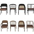 Modern Dining Chairs With Multiple Designs Different Material Frames And Upholstered Seats 3d model