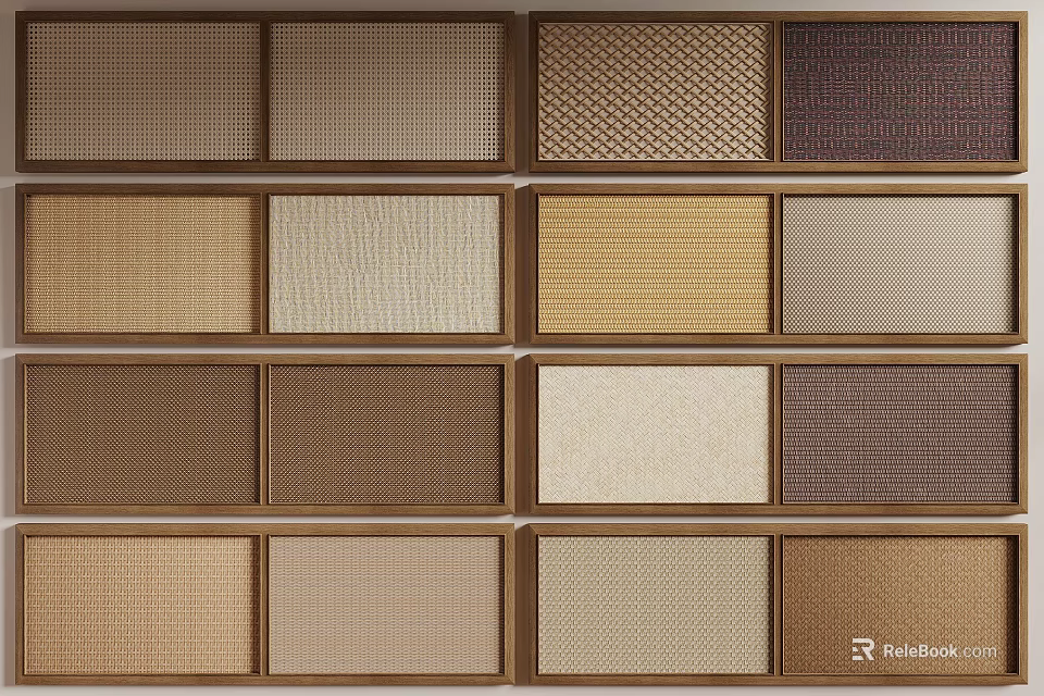 Wall Paneling Display With Various Colors And Textures 3d model 