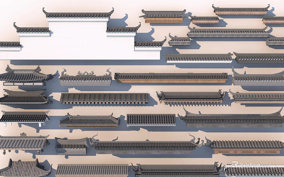 Traditional Chinese Architectural Components Varied Styles 3d model