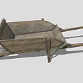 Vintage Rustic Wooden Wheelbarrow With Sturdy Structure And Large Wooden Wheel Design