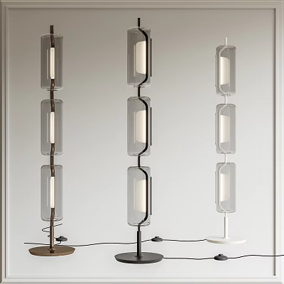 Modern Floor Lamps With Rectangular Transparent Shades And Black White Metal Frames 3d model