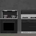 Modern Black Built-in Kitchen Appliances Cookers With Oven And Storage Drawers