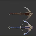 Two Crossbow Weapons With Different Colors Detailed Decorative Metal And Wooden Design
