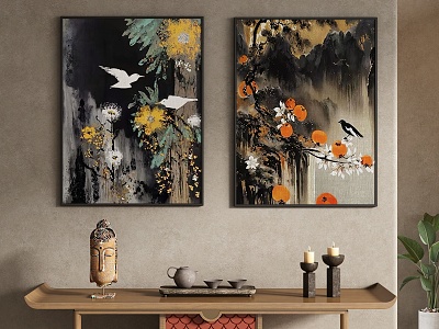 New Chinese Landscape Decorative Painting Hanging Painting 3d model