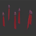 Five Bells With Red Tassels As Household Items On Black Background