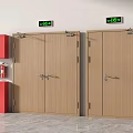 Wooden Double Doors With Exit Sign Fire Hydrant And Fire Extinguisher 3d model