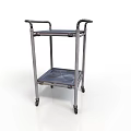 Simple Metal Two Tier Utility Cart With Handles And Mobile Rolling Wheels