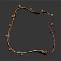 Leather Collar Accessory In Red And Brown With Decorative Metal Balls And Rivets