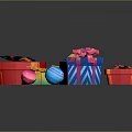 Colorful Household Gift Boxes With Decorative Ribbon Bows In Various Colors And Shapes
