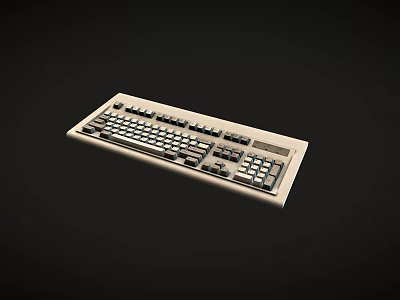 Beige Full Size Computer Keyboard With Function Keys And Numeric Keypad 3d model
