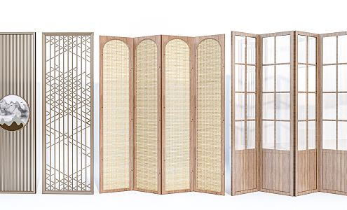 New Chinese-style screen partition hollow carved partition 3d model