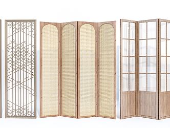 New Chinese-style screen partition hollow carved partition 3d model