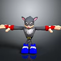 Gray Cartoon Character With Red Arm Bands Blue Shoes And Open Arms Pose