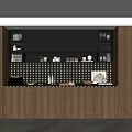 Modern Wooden Wine Cabinet Design With Black Upper Cabinets And Tile Backsplash
