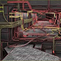 Sci Fi Industrial Corridor Featuring Metal Walls Exposed Pipes And Mechanical Structures 3d model