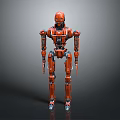 Red Sci Fi Robot With Mechanical Structure Standing In Studio Light 3d model