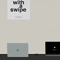 Two Modern Laptops Setup With Silver Black Design Wireless Mouse And Swipe Wall Poster 3d model