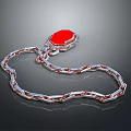 Fashionable Daily Life Accessory Necklace With Red Gemstone Pendant And Silver Chain