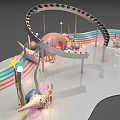Vibrant Kids Playground Design Featuring Shell Decorations Rainbow Waves And Star Lighting