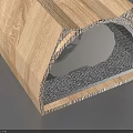 Wooden Curved Household Organizer With Natural Wood Grain And Gray Lining