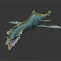 Blue Aquatic 3D Game Movie Character With Sharp Teeth Open Mouth And Fins