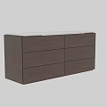Modern Dark Wood Drawer Cabinet With Smooth Marble Top Surface 3d model