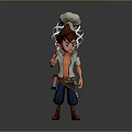 Animated Chef Character Wearing Chef Hat Holding Whisk With Waist Tools White Shirt Blue Pants