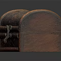 Vintage Wooden Chest With Carved Floral Patterns And Metal Lock Closure