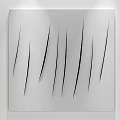 Modern Minimalist Abstract Painting On White Canvas With Vertical Black Lines