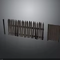Rustic Wooden Garden Fence with Pointed Slats and Solid Door Panel