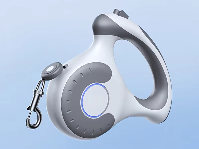 Retractable Pet Leash With Comfortable Handle And Blue Indicator Design 3d model