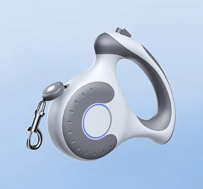 Retractable Pet Leash With Comfortable Handle And Blue Indicator Design 3d model