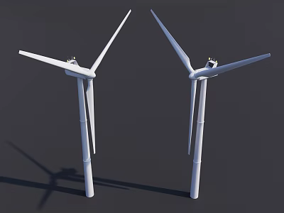 Smart Machines Wind Turbines With White Blades Generating Renewable Energy Efficiently 3d model